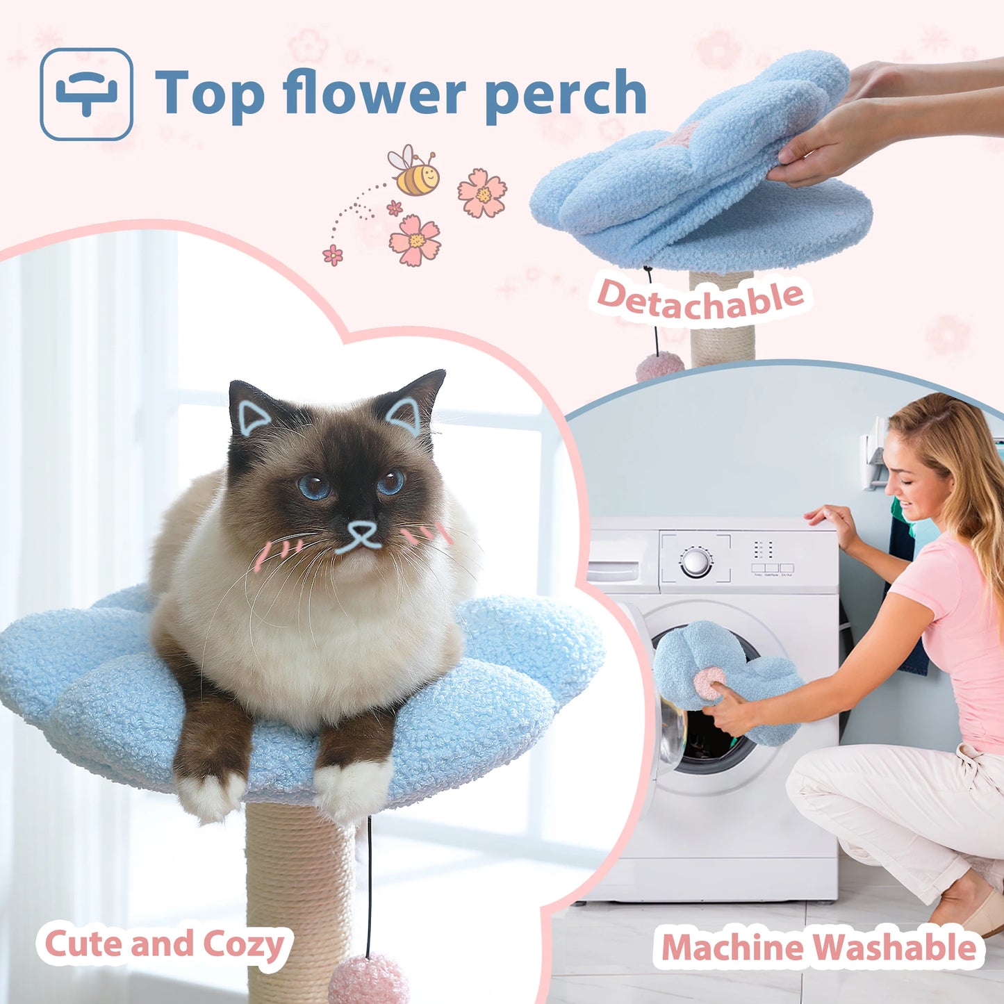 Flower Cat Tree with Large Metal Frame