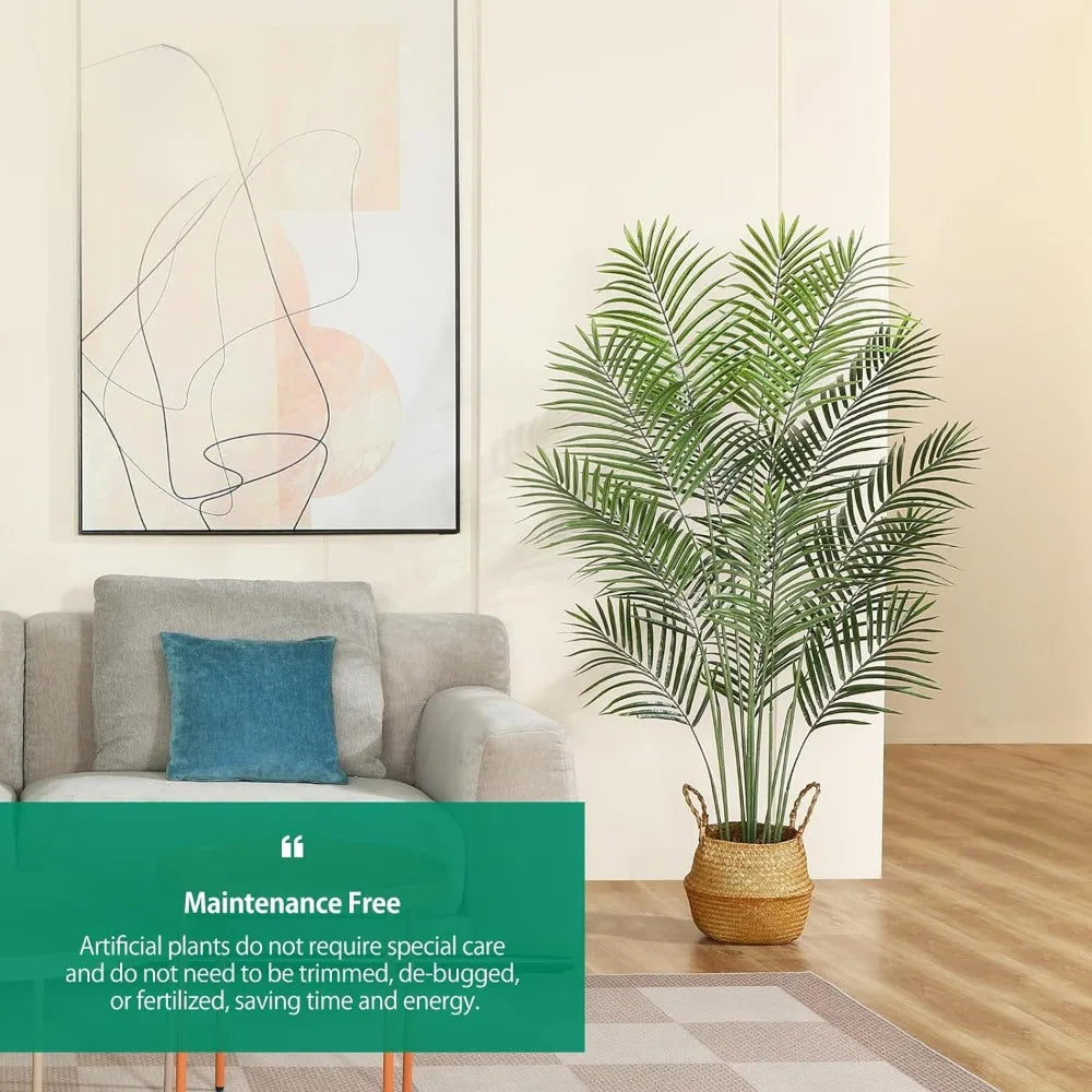 Tropical Palm Plant and Handmade Seagrass Basket