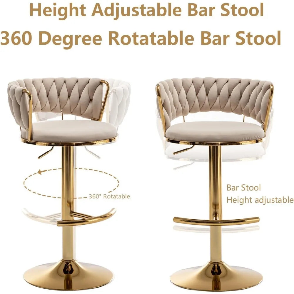 Gold Swivel Velvet Stools Set of 4