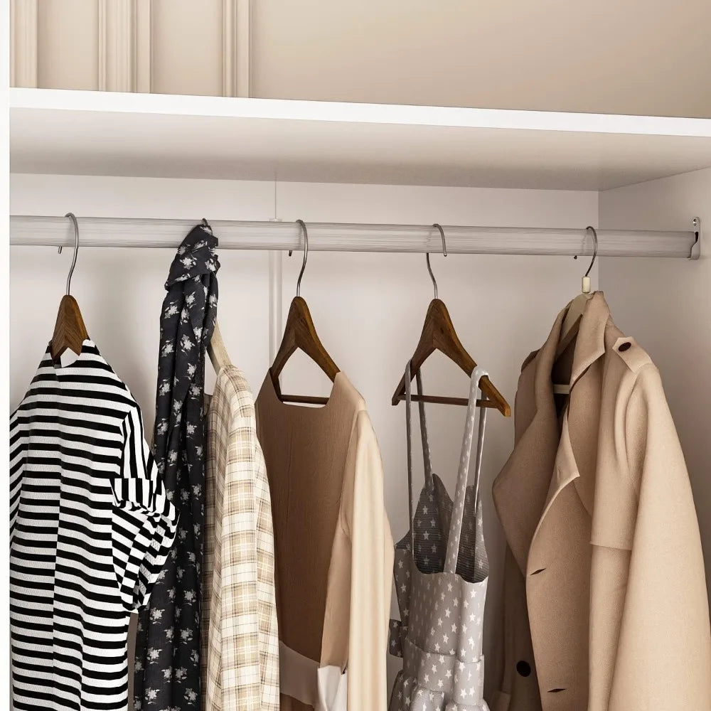 Freestanding Wardrobe Cabinet with Storage Compartment