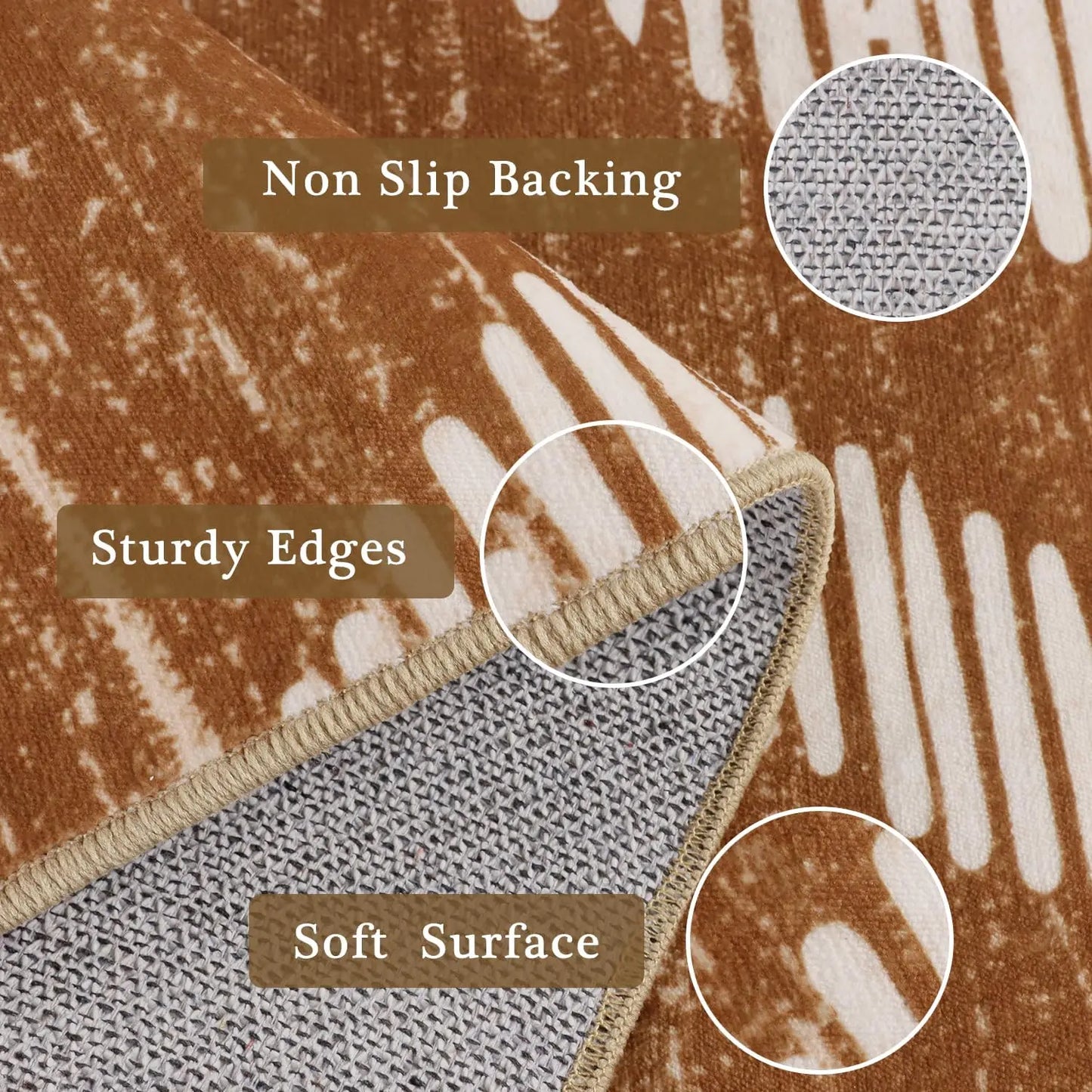 Boho Washable Rugs 5X7 Non Slip