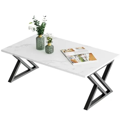 Simple Modern Coffee Table with Black Metal