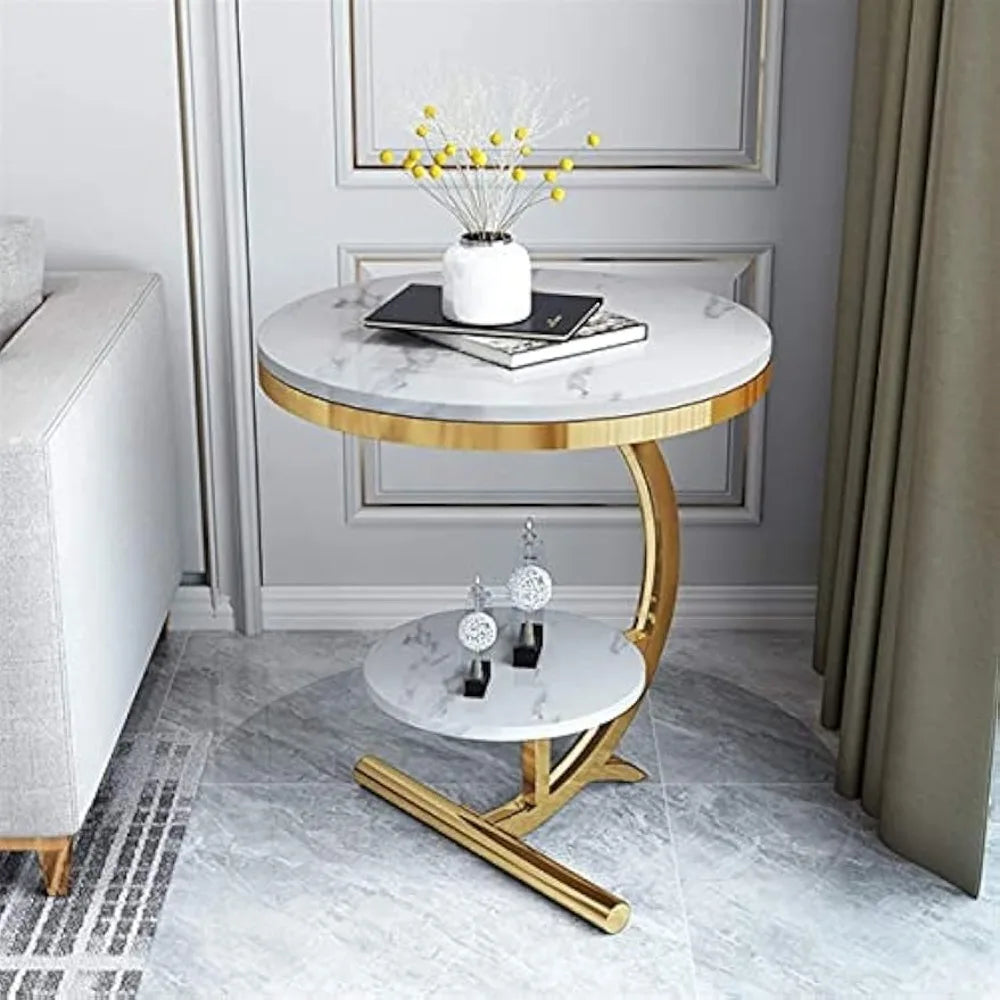 Round Coffee Table with Storage Shelf
