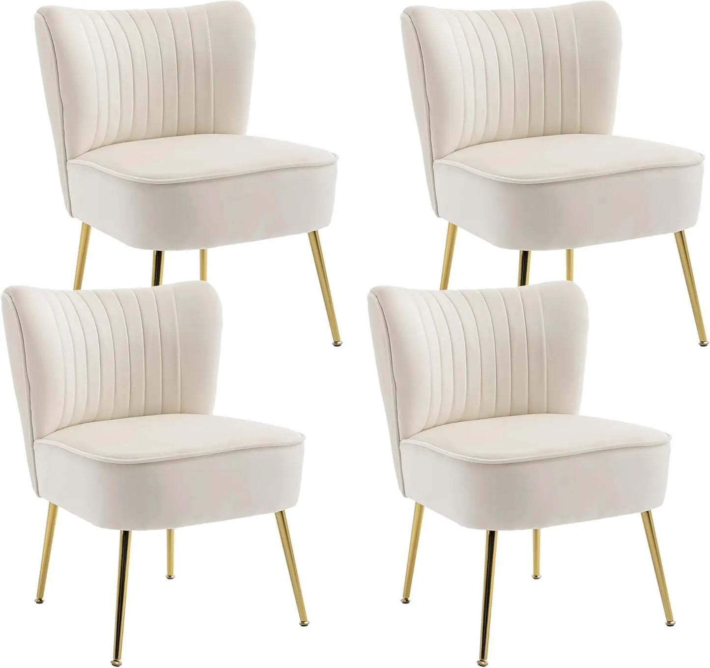 Velvet Upholstered Accent Chairs with Gold Legs