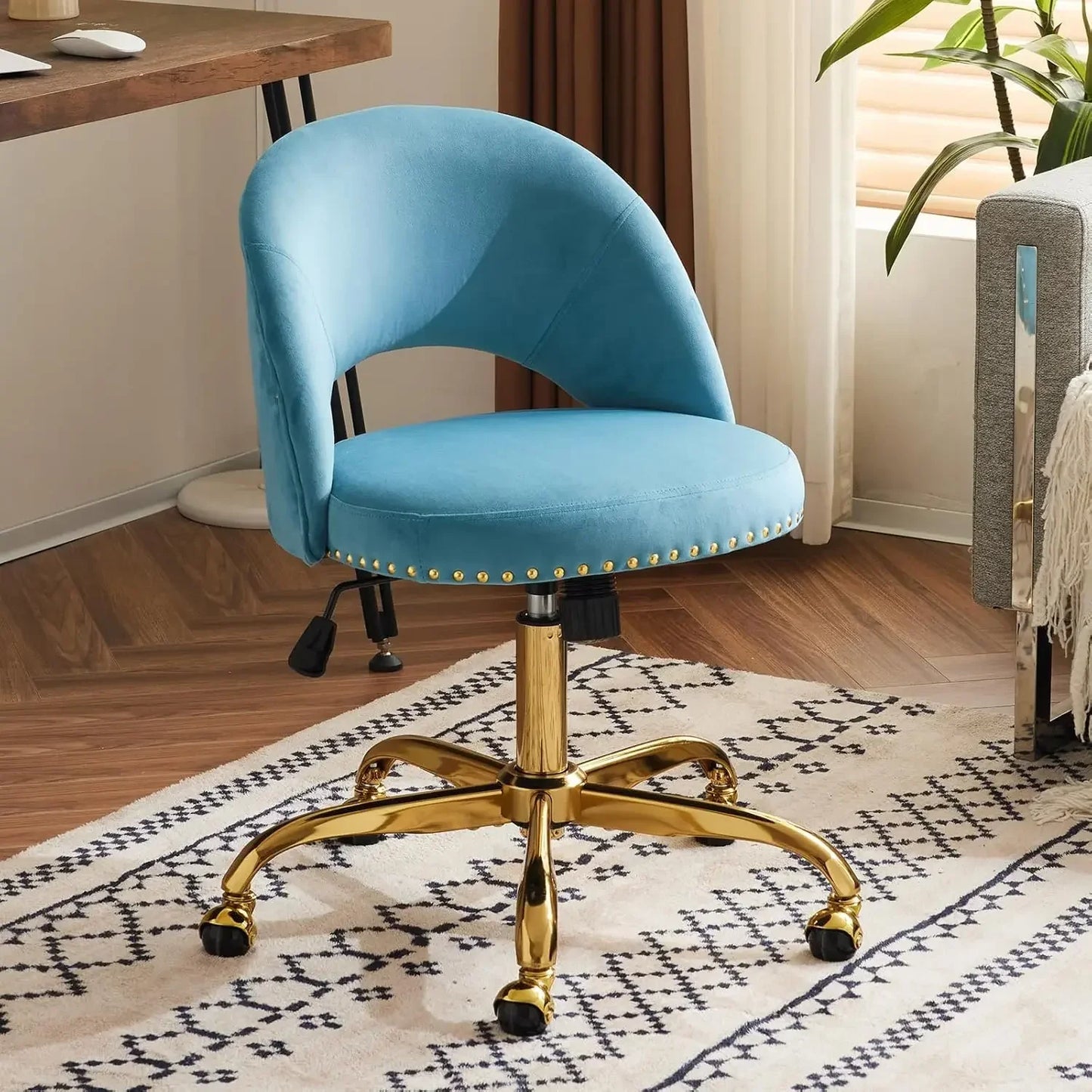 Small Velvet Swivel Task Chair