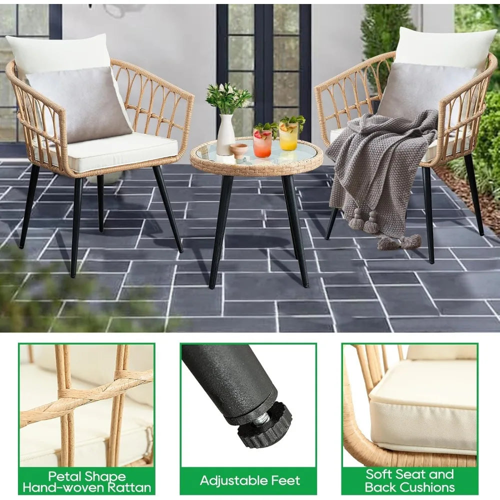3 Piece Outdoor Wicker Patio Set