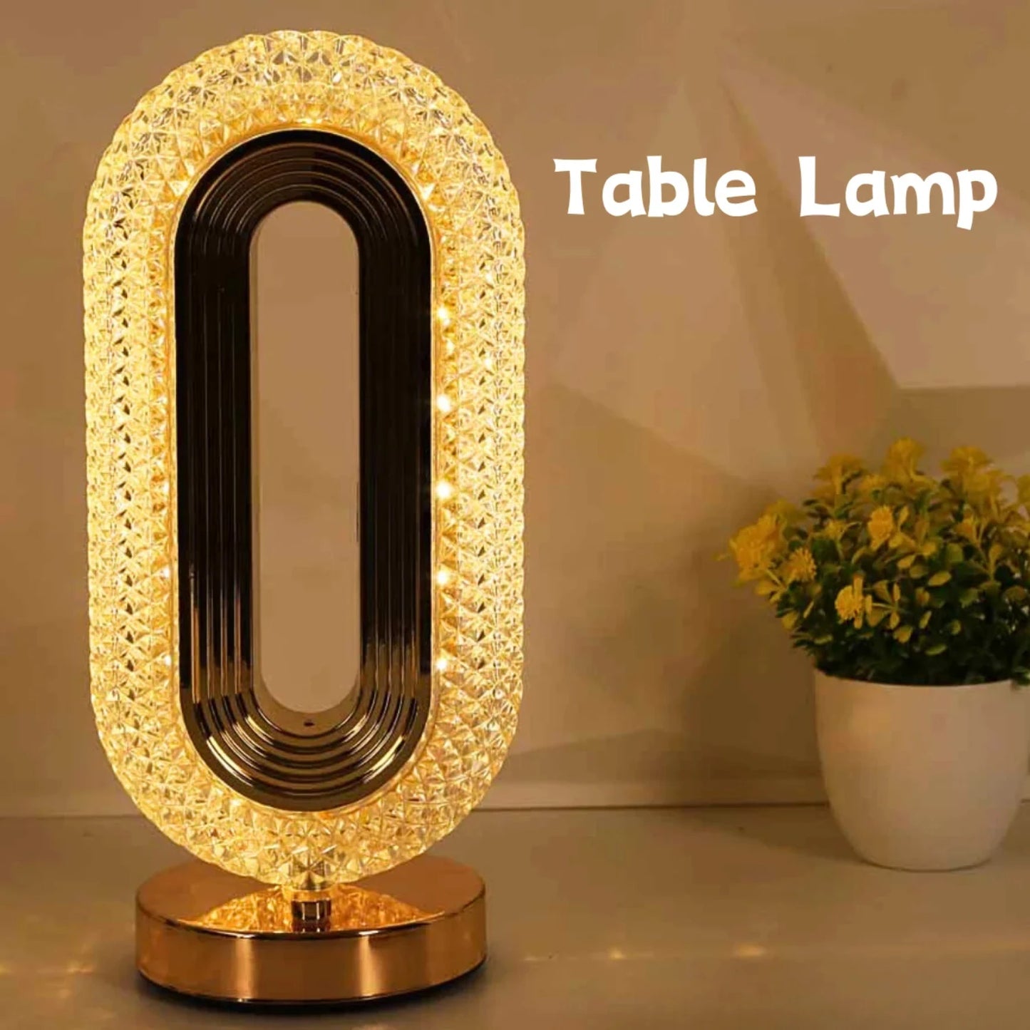 Oval Crystal Table Lamp - Rechargeable Night Light