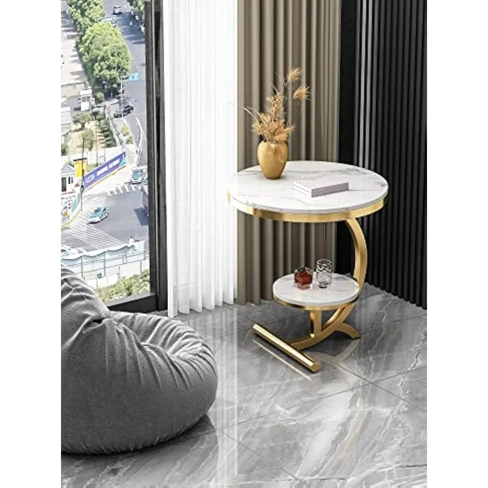 Round Coffee Table with Storage Shelf