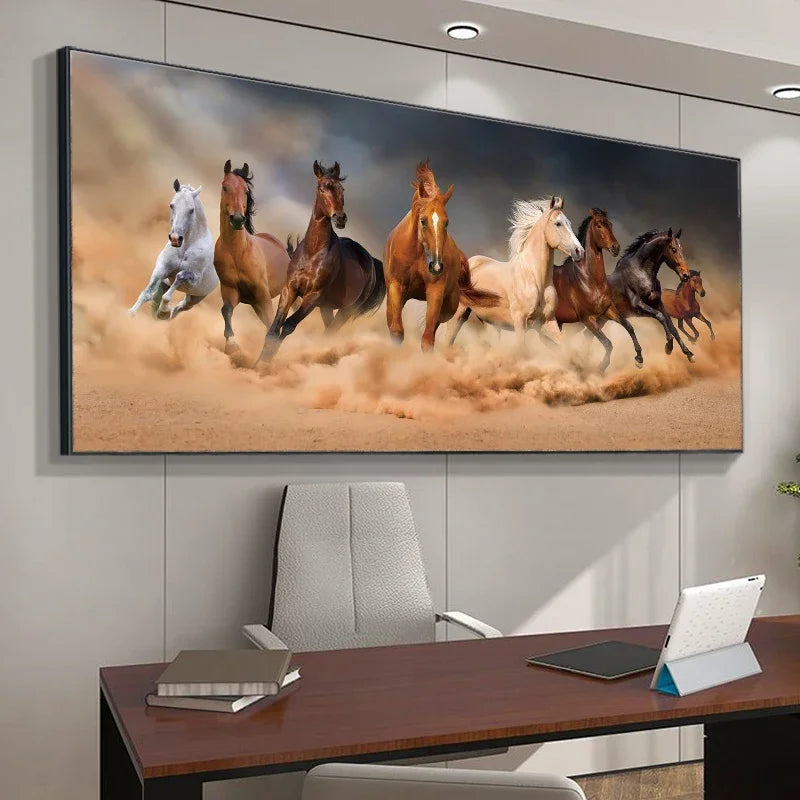 Framed Running Horse Painting