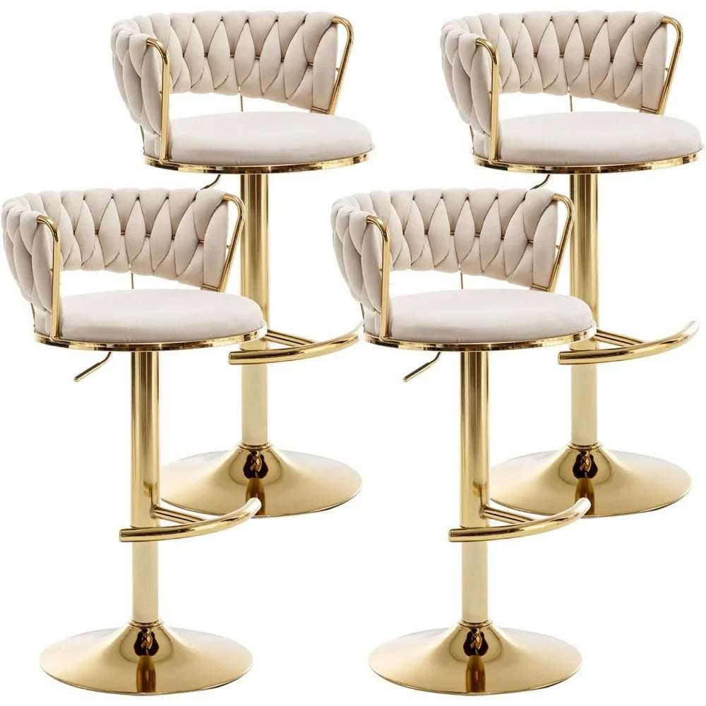 Gold Swivel Velvet Stools Set of 4