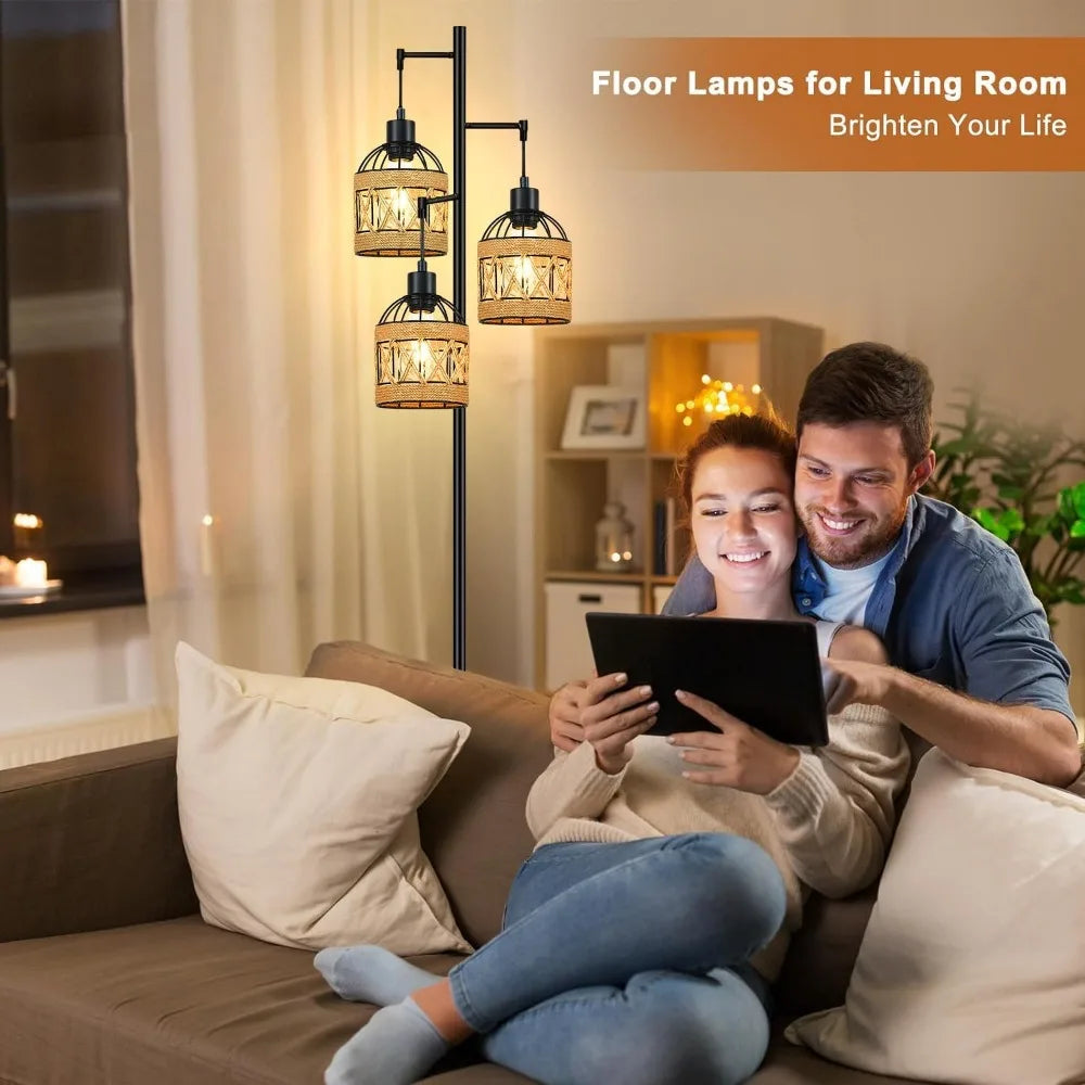 Farmhouse Industrial Black Standing Lamp