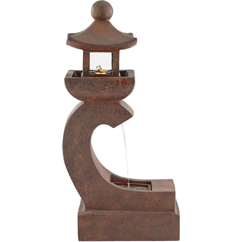 Garden Pagoda Style Outdoor Fountain with Light
