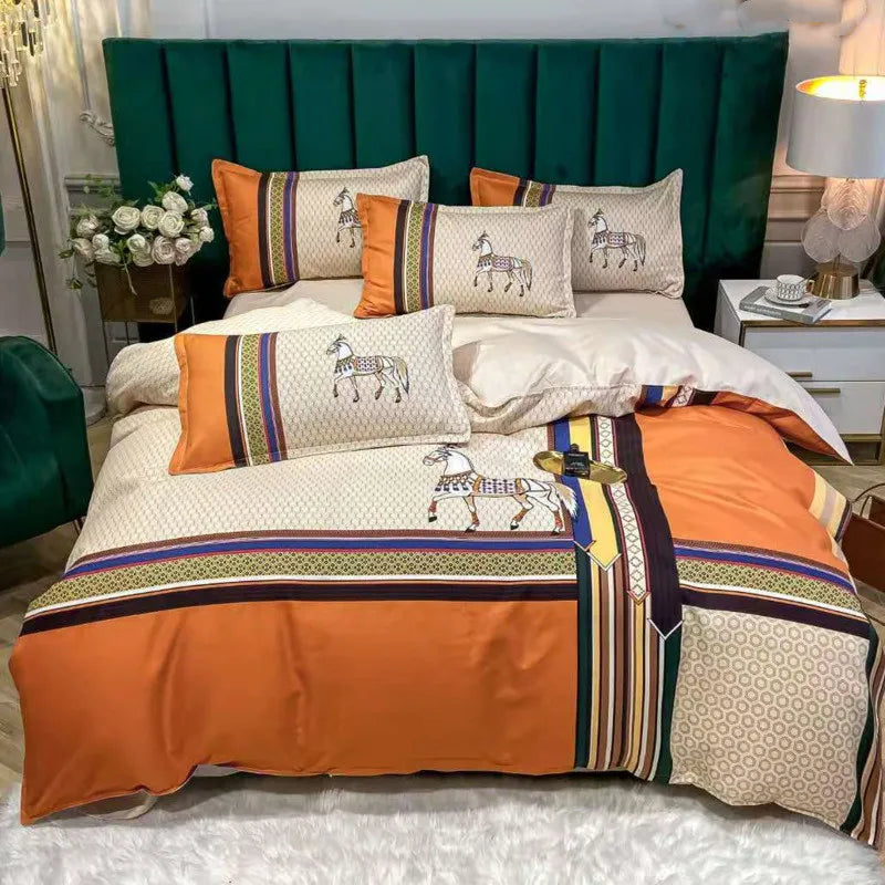 Luxury Horse Print Bedding Set