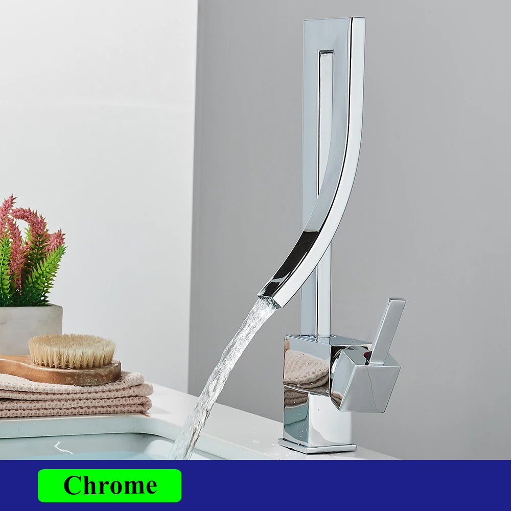 Shiny Gold Bathroom Faucet Single Hand