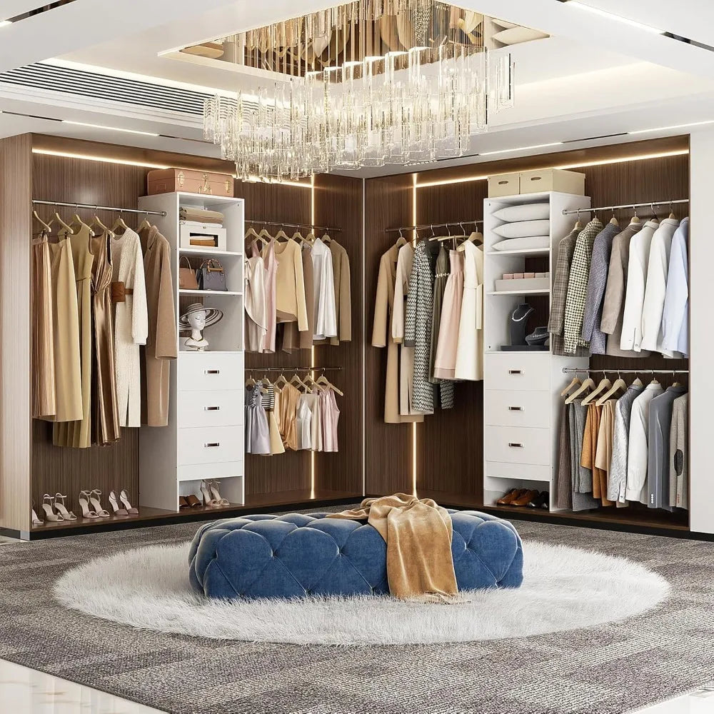 96'' Closet Organizer System with 3 Hanging Rods