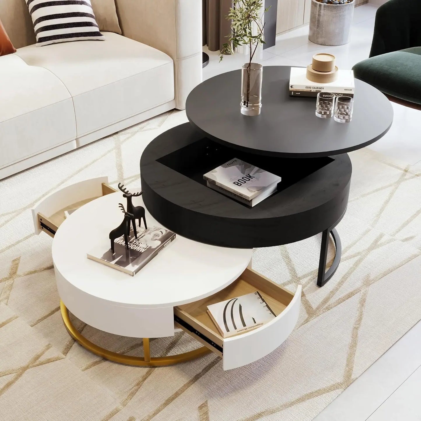 Nesting Coffee Table with Drawers
