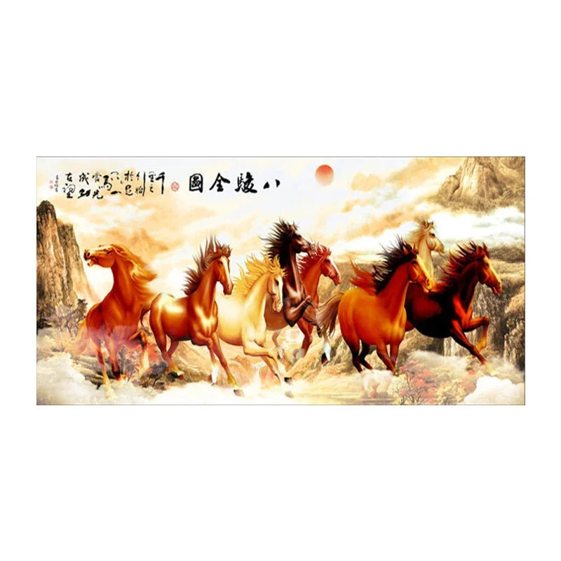 Framed Running Horse Painting
