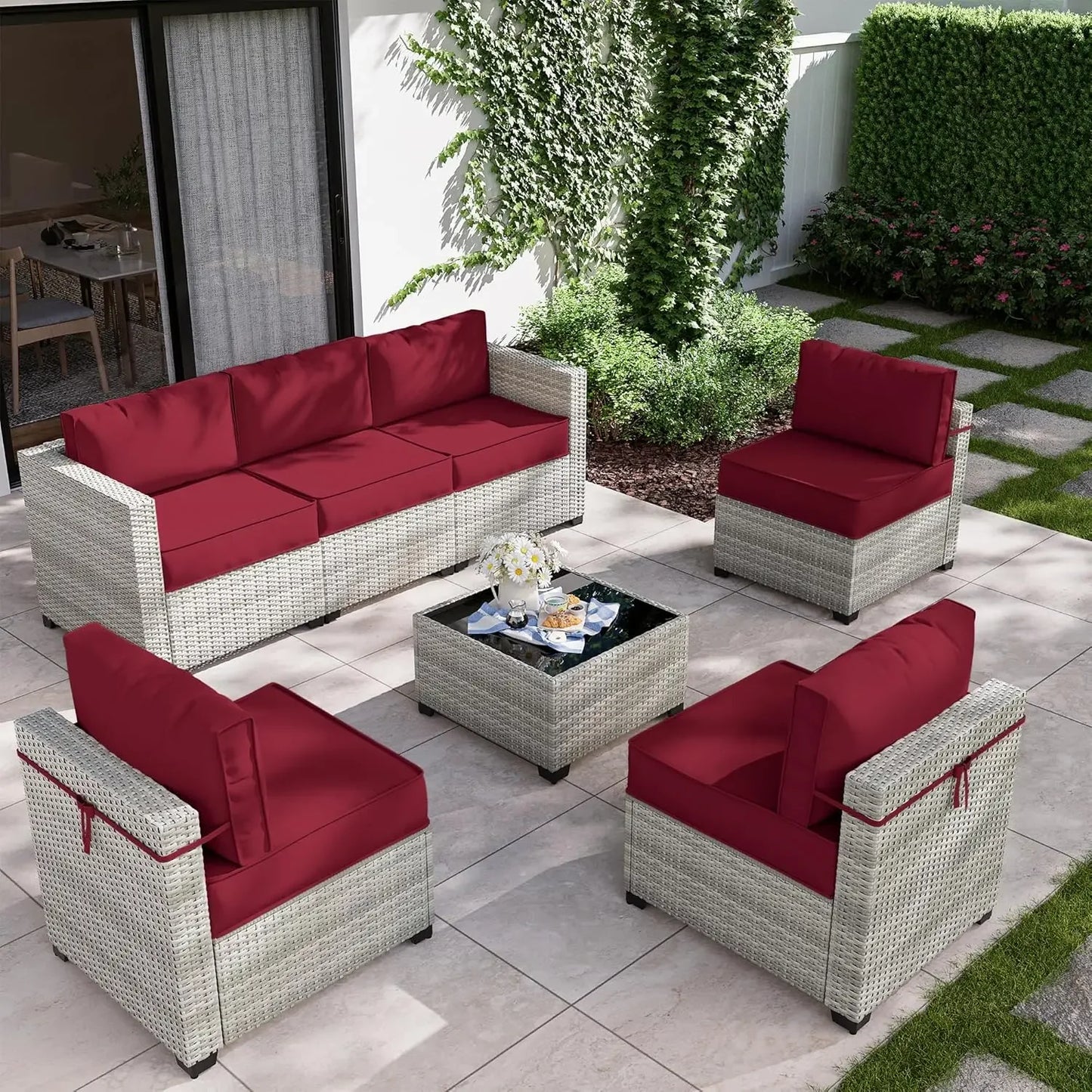 8-Piece Patio Set With Fire Pit Table
