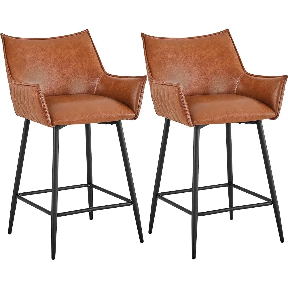Set of 2 Modern Counter Height Barstools Mid-Back