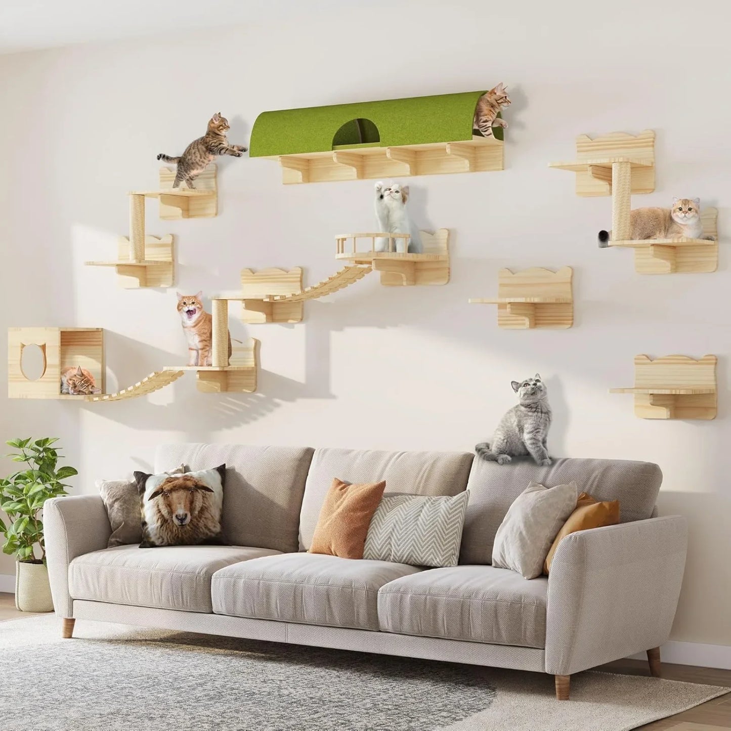 Wooden Wall Mounted Cat Furniture