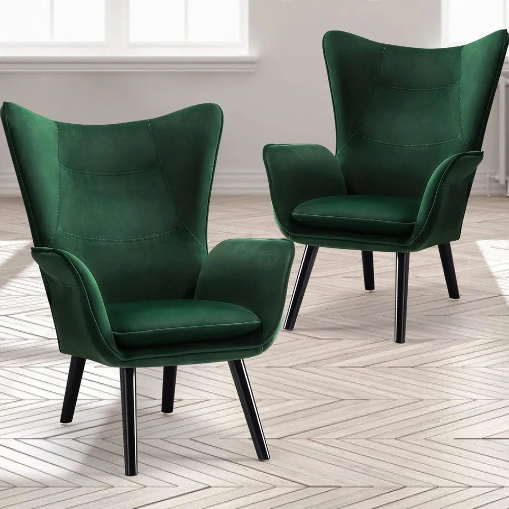 Velvet Wingback Accent Chairs