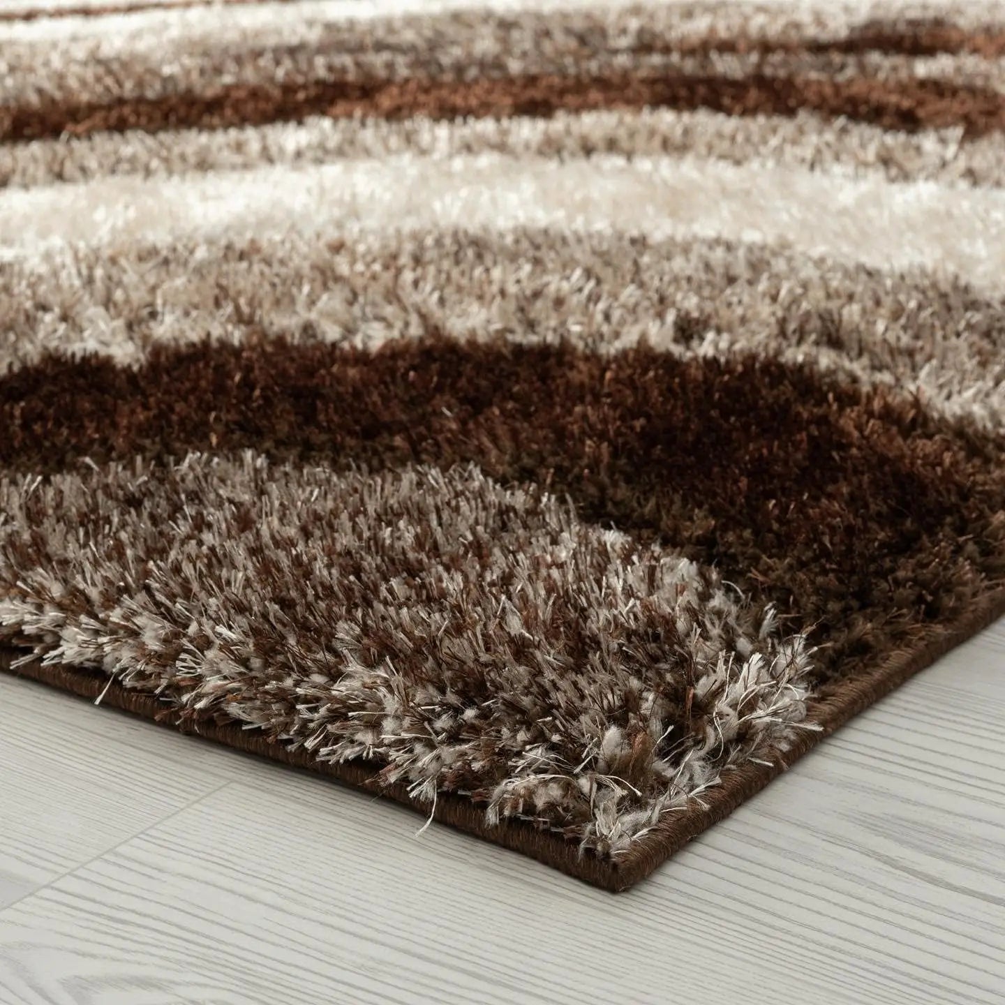 Brown 5X7 Modern Shag Geometric Area Rug