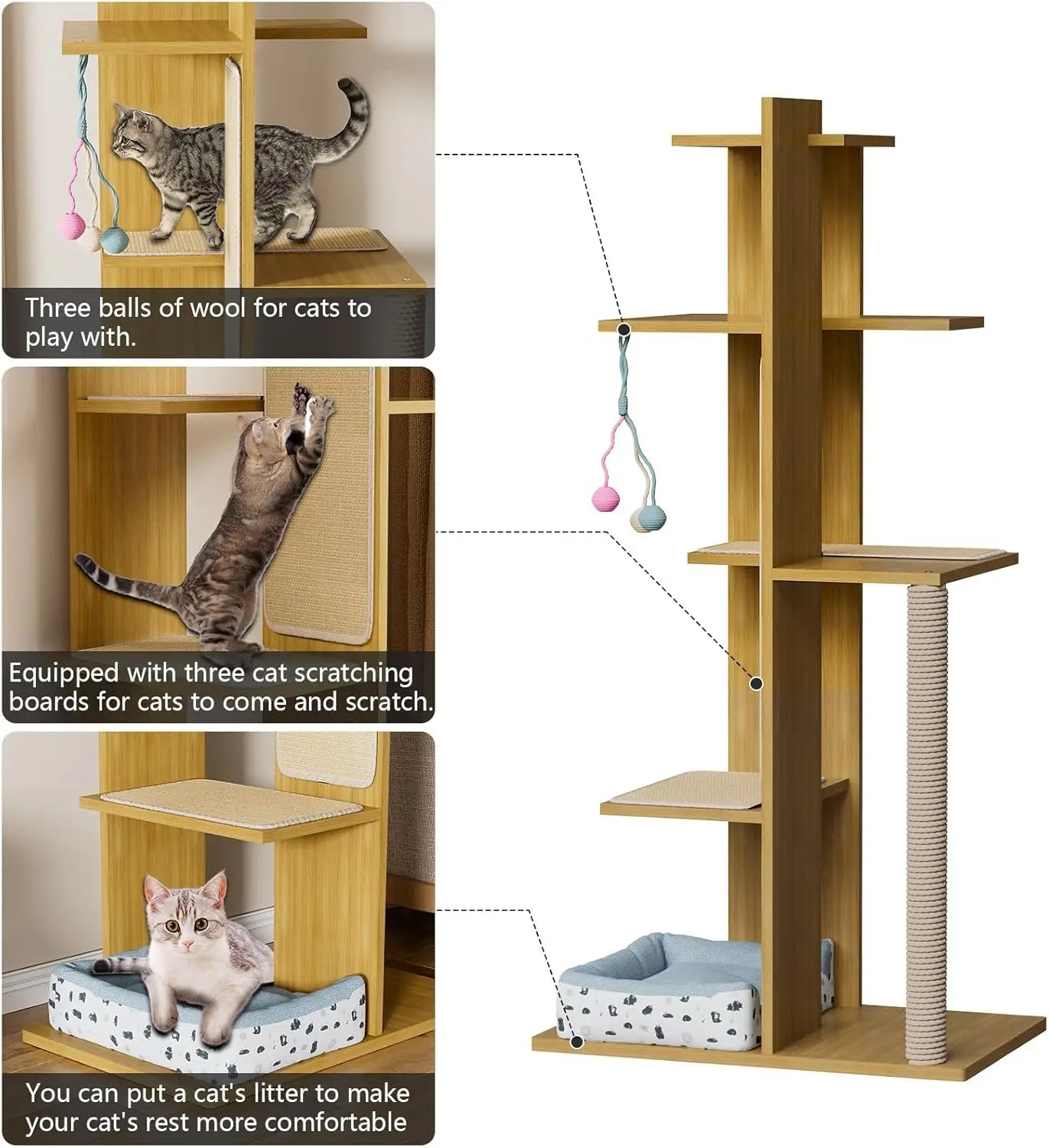 Multi-Level Modern Tower with Sisal Scratching Posts