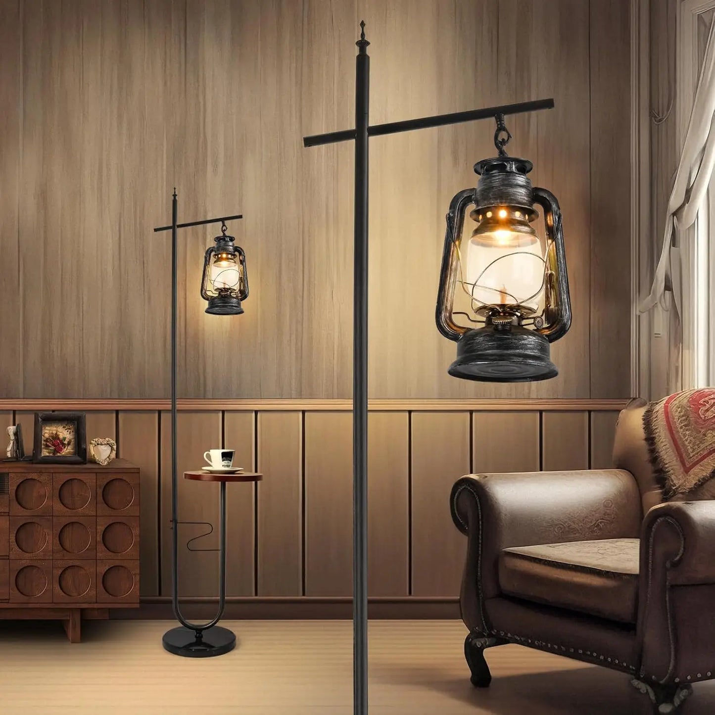 Vintage Floor Lamp with Table