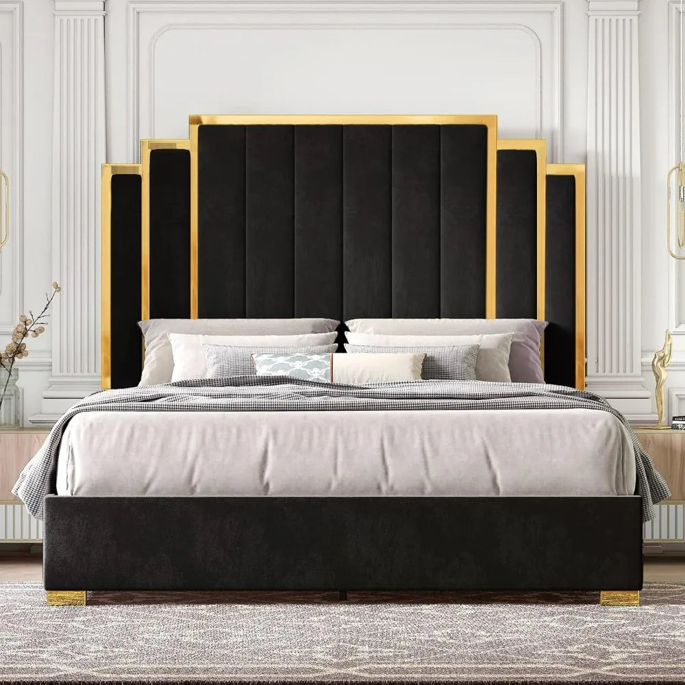 Modern Queen Size Platform Bed and Headboard