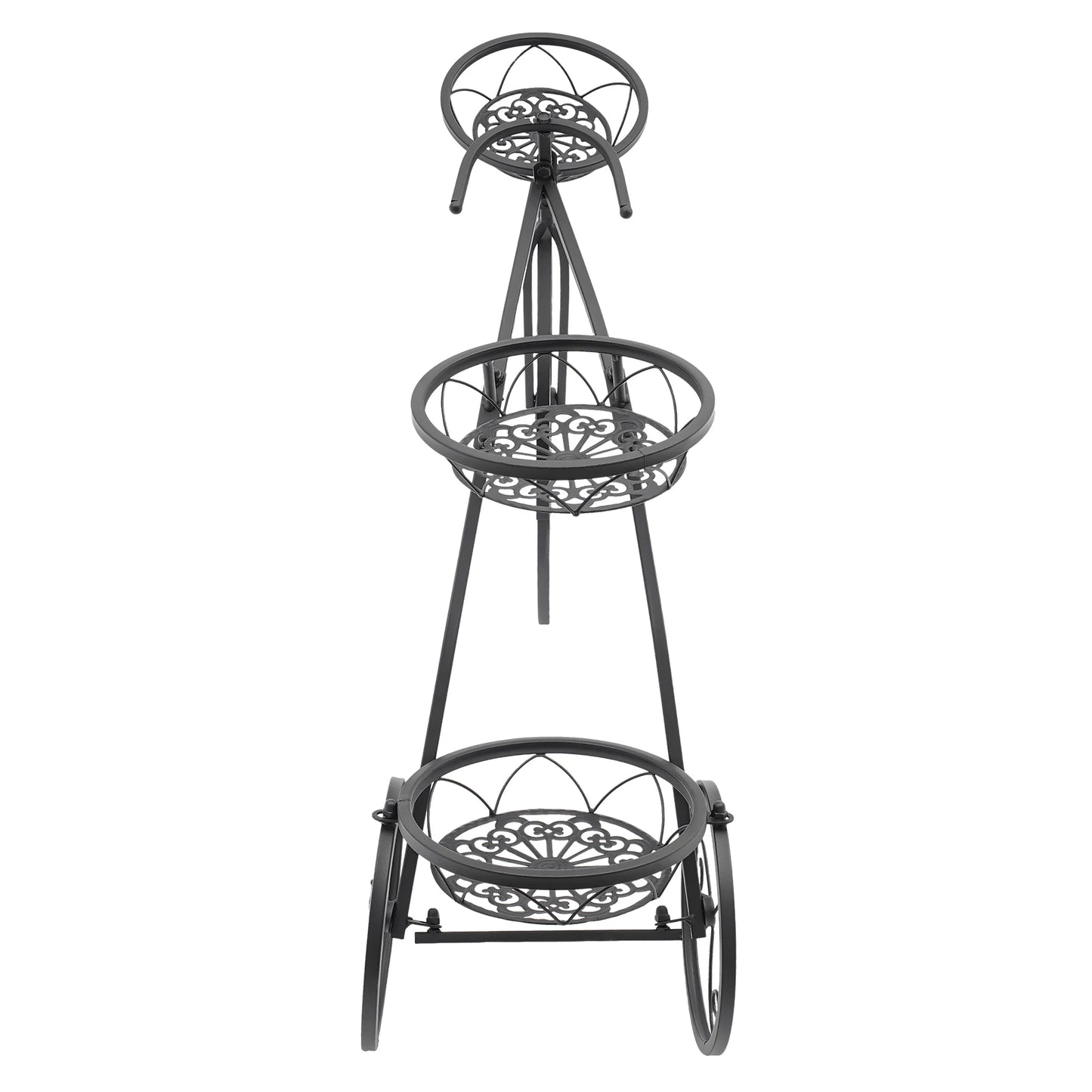 3-Tier Black Metal Bicycle Planter