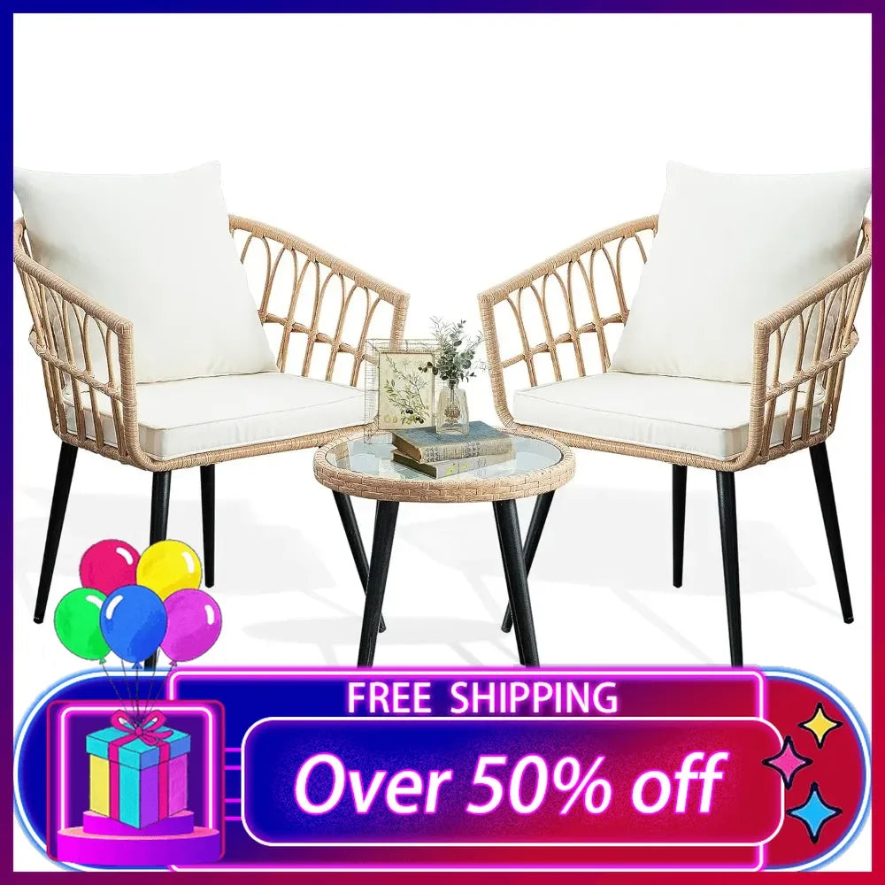3 Piece Outdoor Wicker Patio Set