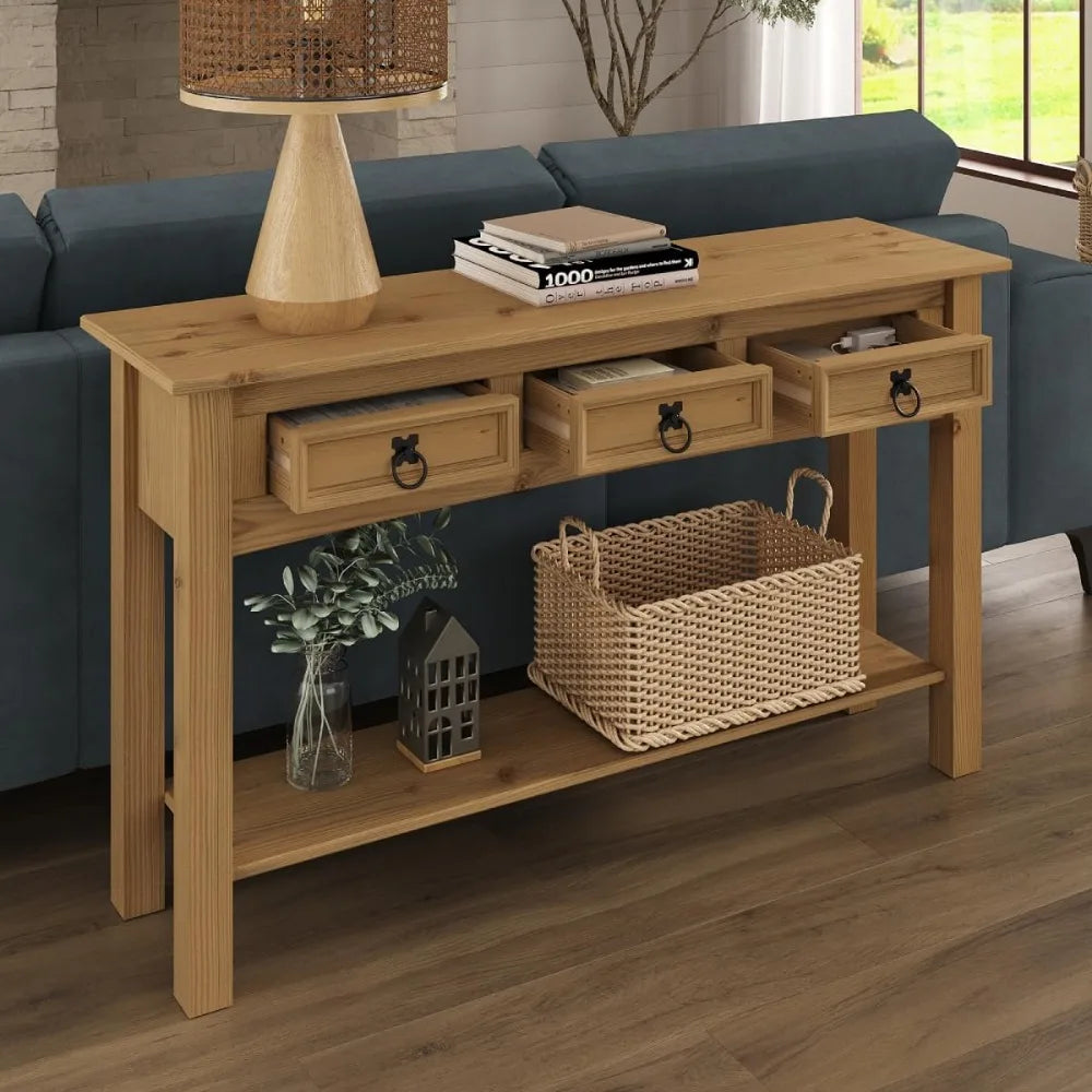 Solid Wood Console Table with Drawers