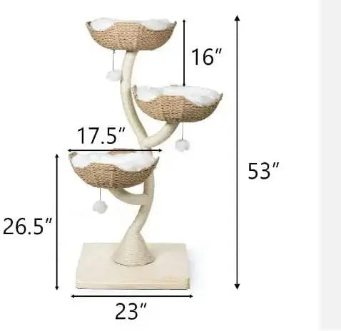 Natural Wood Climbing Cat Tree