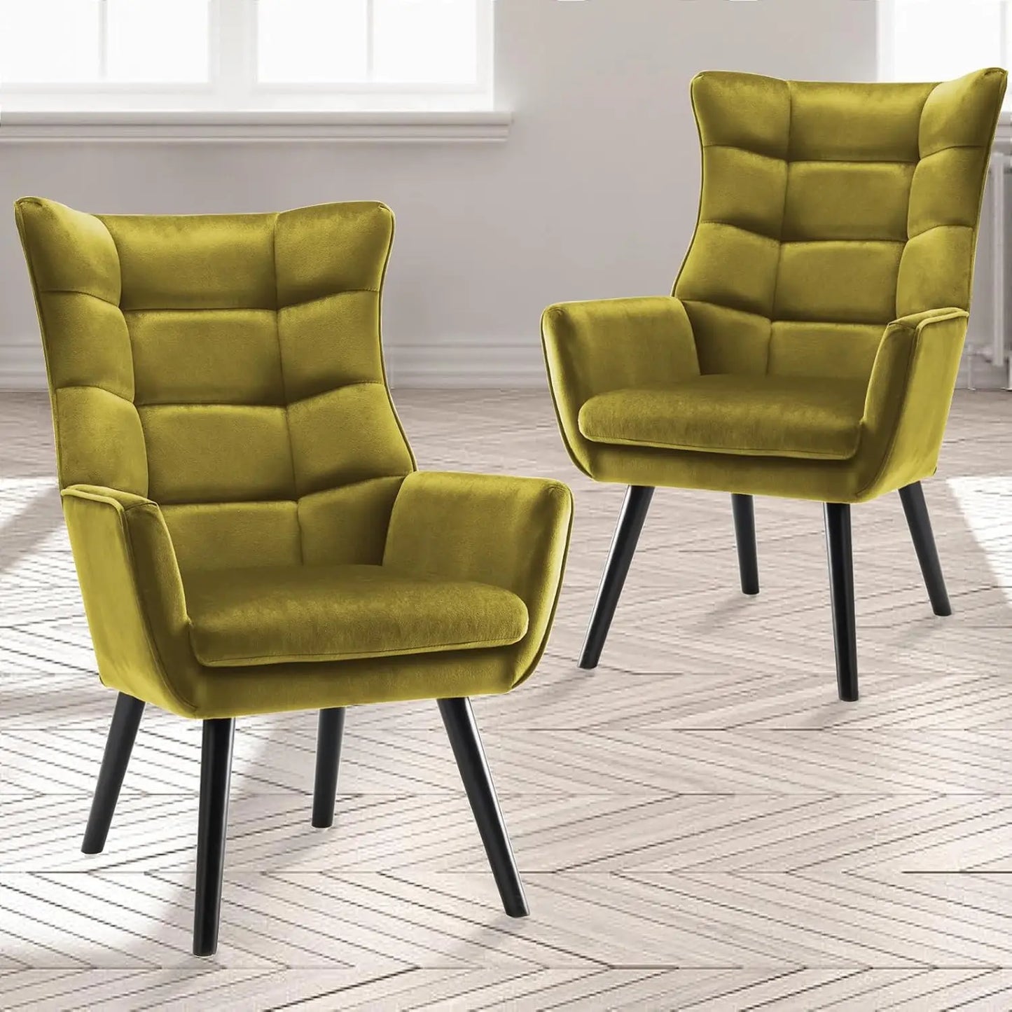Velvet Wingback Accent Chairs