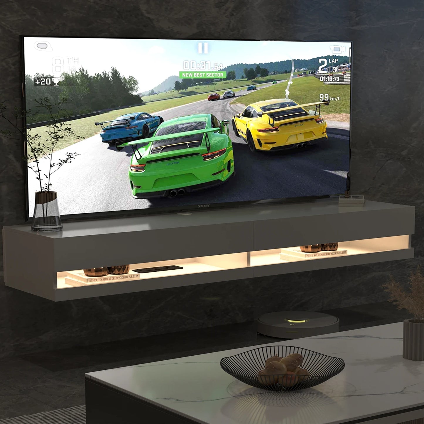 71" Floating TV Stand for 75/80" TV Media Console