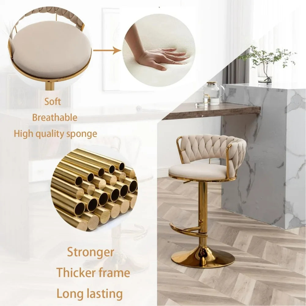 Gold Swivel Velvet Stools Set of 4