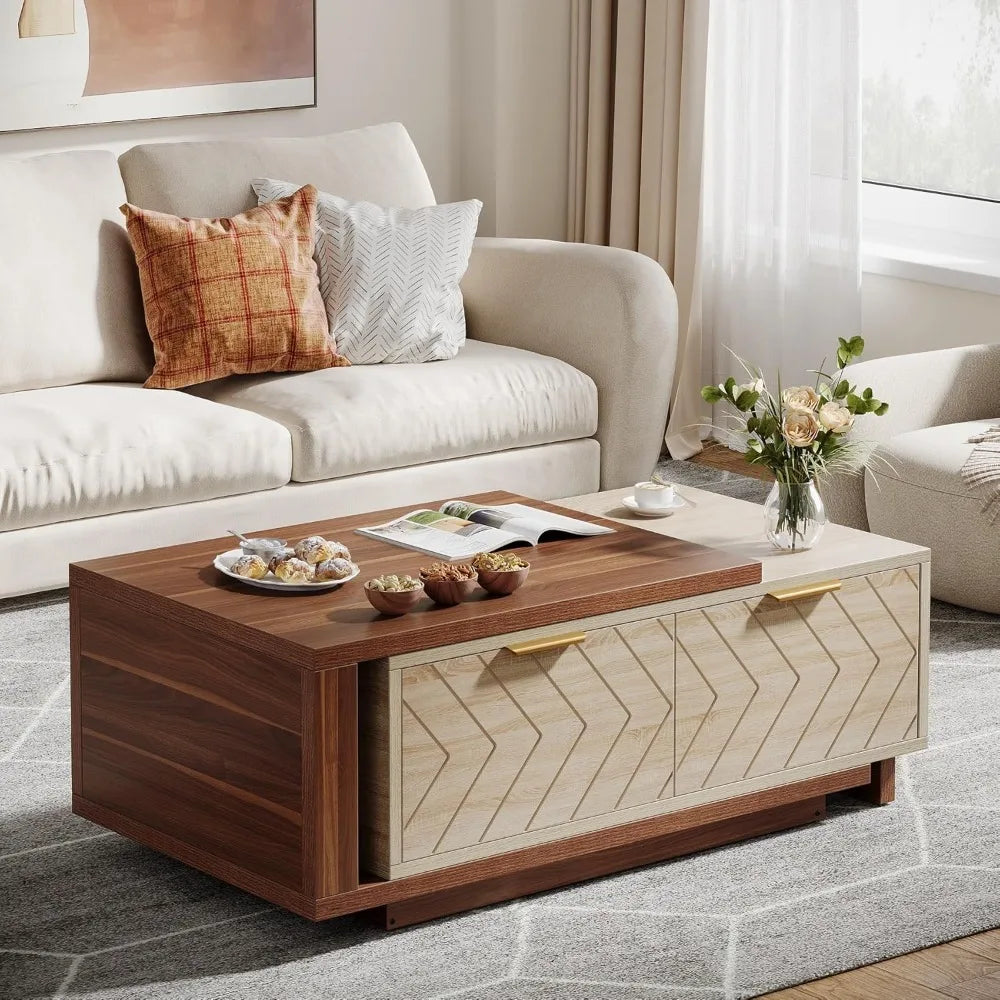 Extendable Coffee Table with Storage Drawers