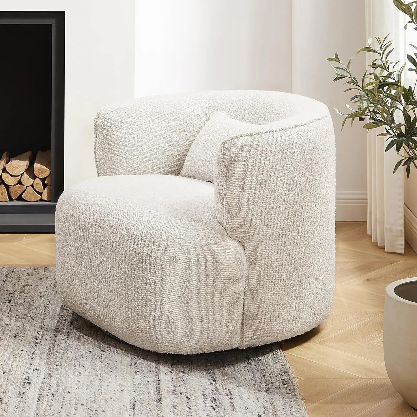 Swivel Barrel Chair with Pillow