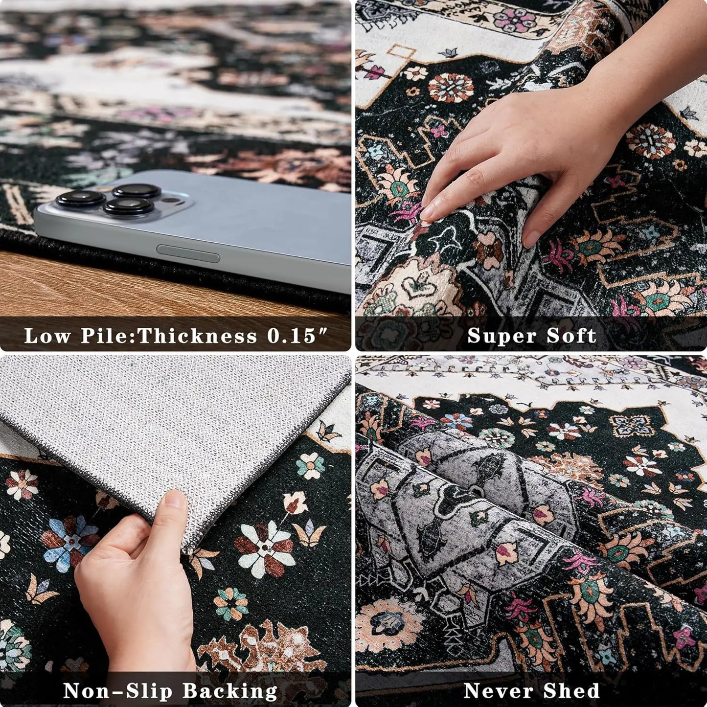Vintage Black 6X9 Area Rugs For Living Room