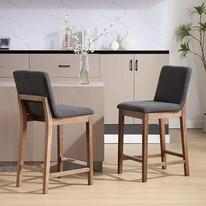 Set of 2 Counter Height Upholstered Bar Stools
