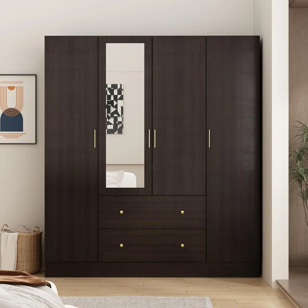 Large Freestanding Armoire Closet with 2 Drawers