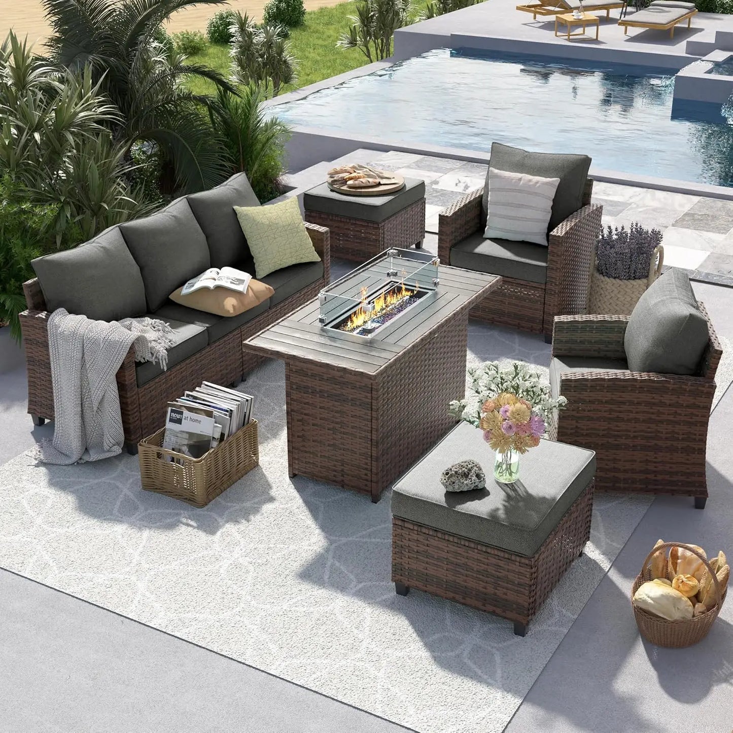 6 Pieces Sectional Conversation Sets
