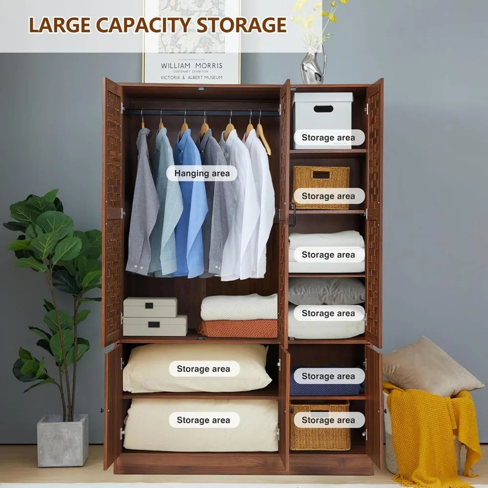 Walnut Armoire for High Storage Capacity with Adjustable Shelves