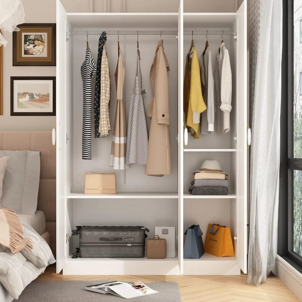 Freestanding Wardrobe Cabinet with Storage Compartment