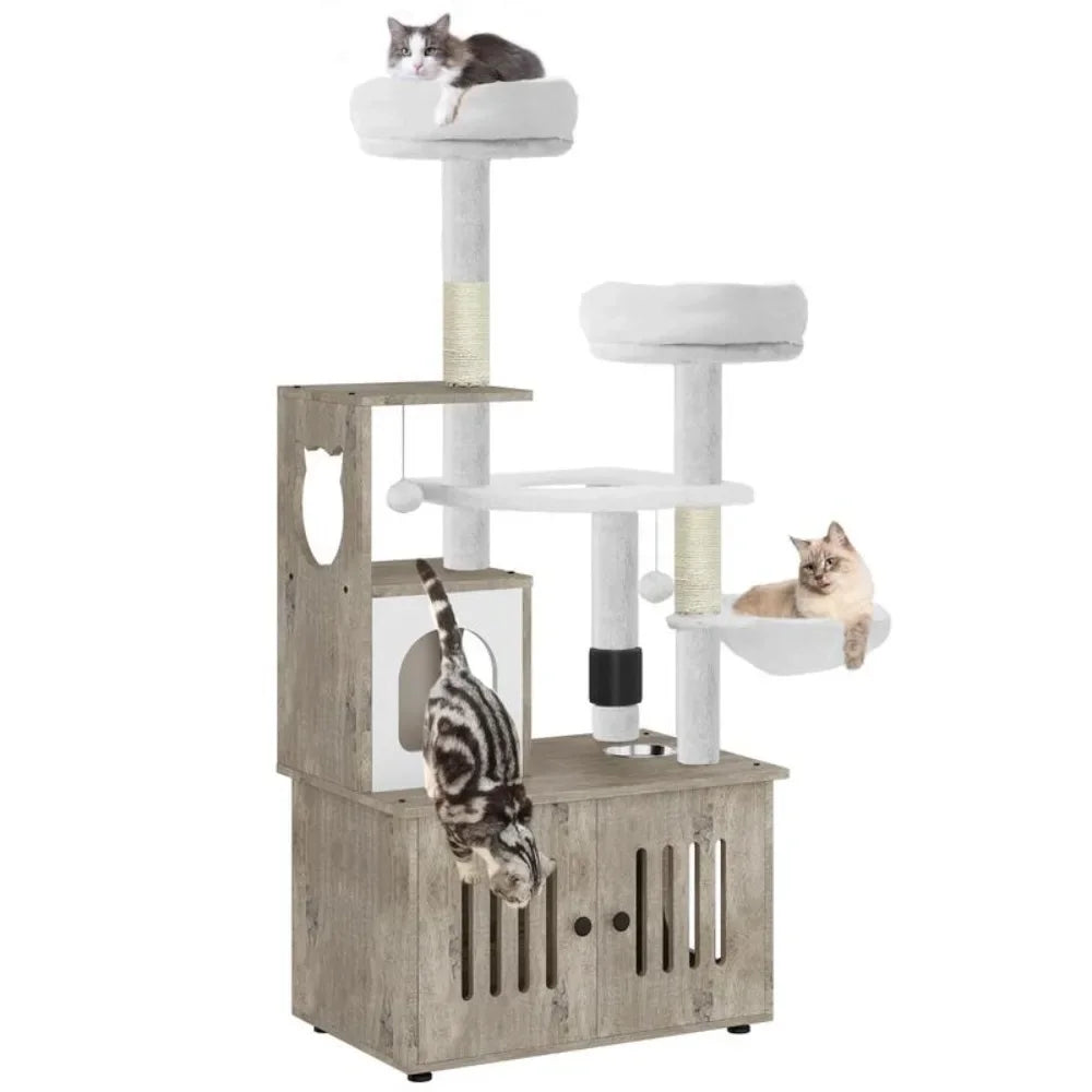 Cat Tree with Litter Box Enclosure