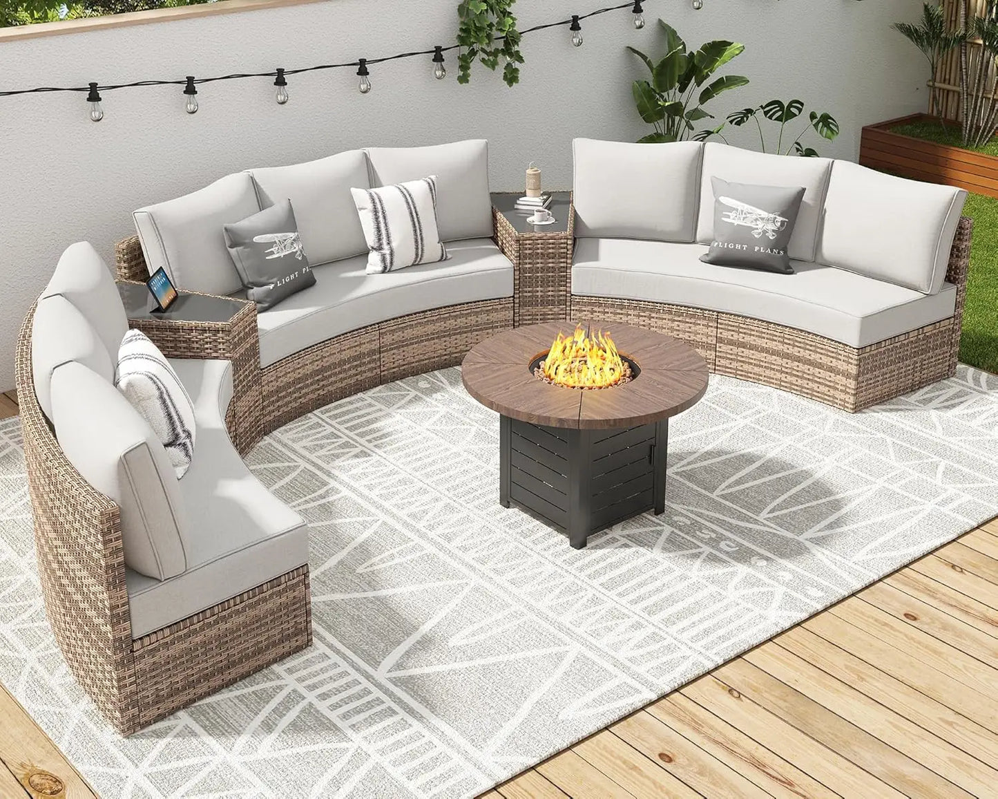 11 Piece Half-Moon Sectional Round Sofa Set