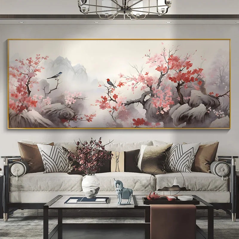Flower and Bird Traditional Living Room Painting