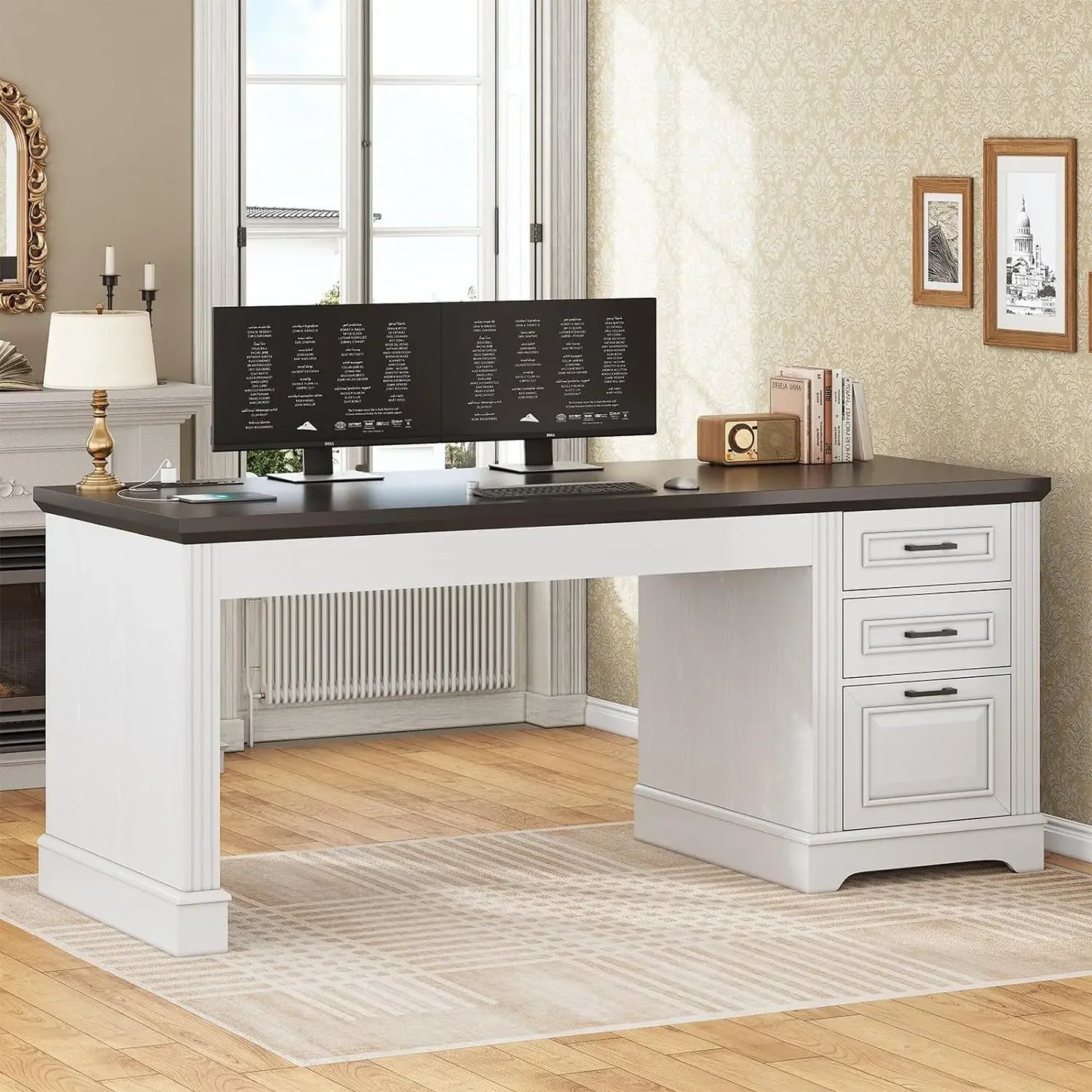 Executive Office Desk with 3 Drawers & Power Outlet