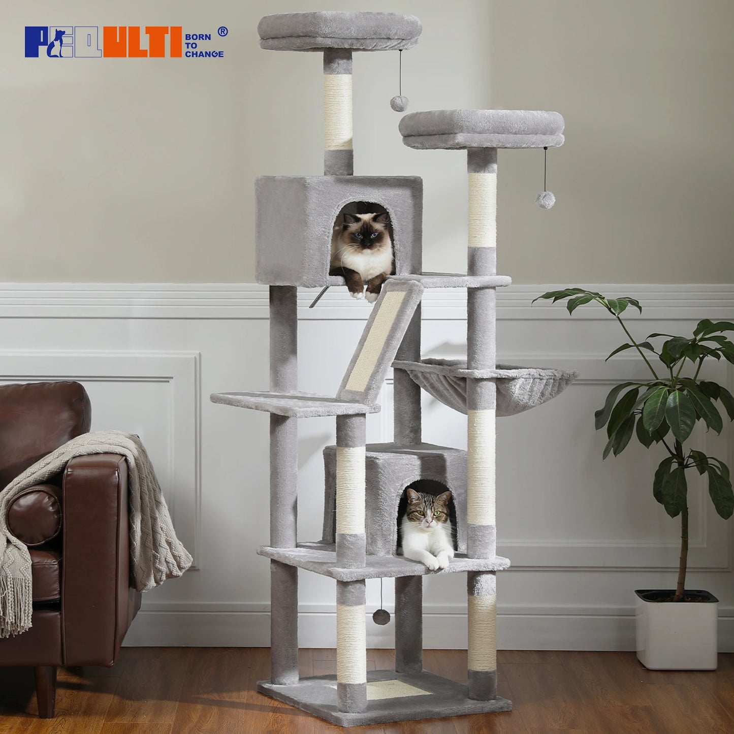 Tall Cat Tower for Indoor Cats Multi-Level