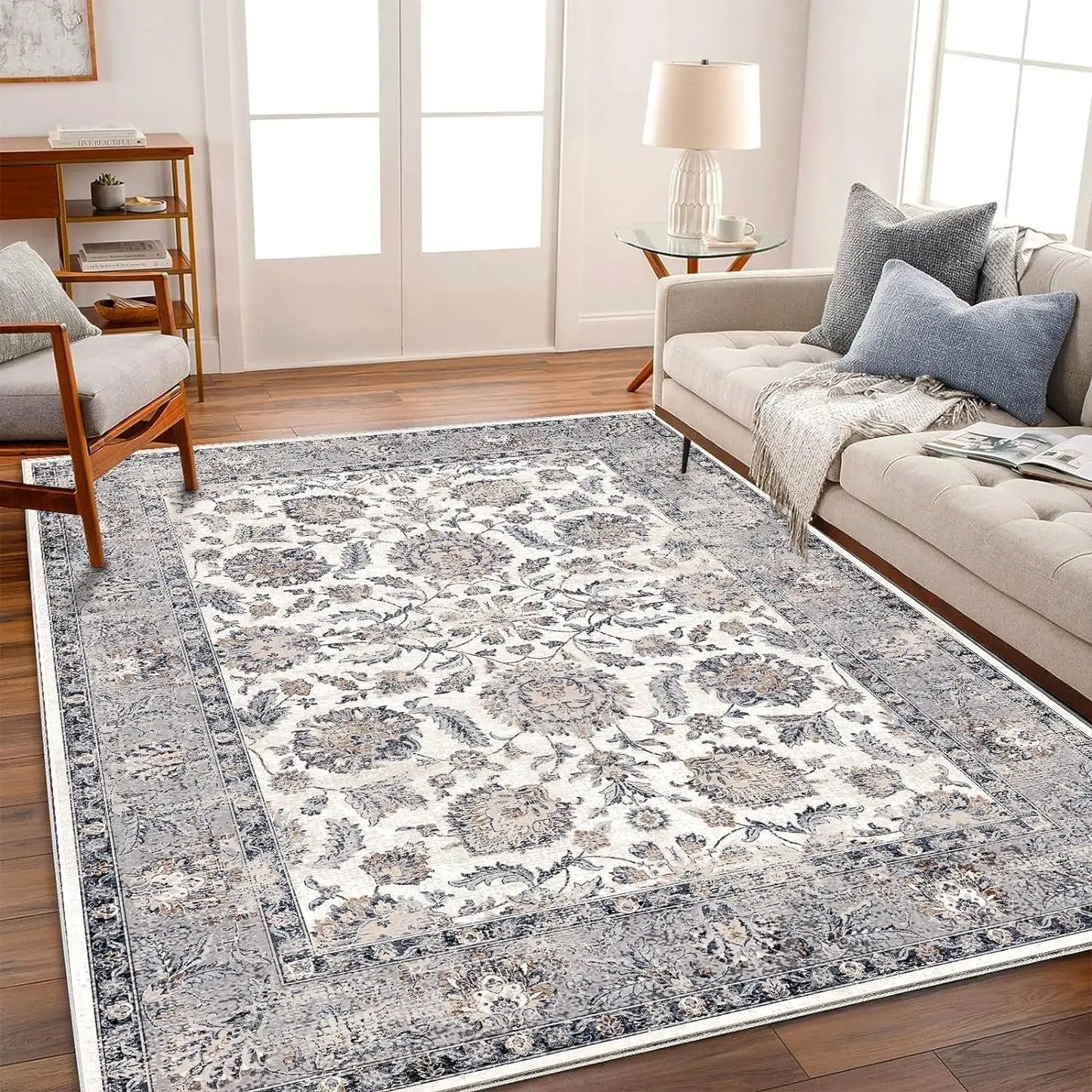 5x7 Washable Area Rug Vintage Brown Accent Rug